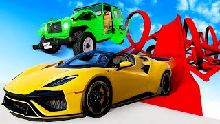 IMPOSSIBLE Multiplayer Car Obstacle Course - BeamNG Drive Crashes