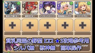 【モン娘】 貧乳同盟の野望 EX2 ★3攻略参考用　簡単操作　獣神無　シルバ無　要詳細参照