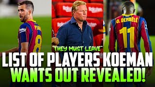 KOEMANS LIST OF PLAYERS HE WANTS OUT AT BARCA REVEALED!