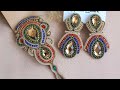 Soutache set jewelry, Leather bracelet and Earrings