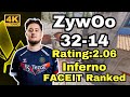 【4K】ZywOo (32-14) 5-stack FACEIT (Inferno) | Aug 6, 2024 #cs2 #pov