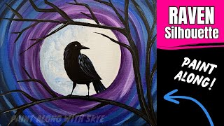 🐦‍⬛EP223- 'Raven Silhouette' easy step by step Halloween spooky fun acrylic painting tutorial