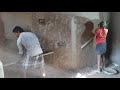 Amazing with big bedroom wall plastering-using by sand and cement Construction