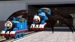 Building a Thomas Train Chased By Cursed Thomas Spider Train Cartoon in Garry's Mod