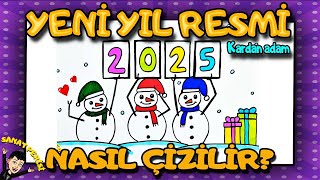 Kardan Adam Nasıl Çizilir? - 2025 Yeni Yıl Çizimleri - Yılbaşı Çizimleri