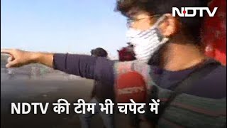 Farmers Protest: किसानों पर छोड़ी गई पानी की बौछार की चपेट में आई NDTV की टीम