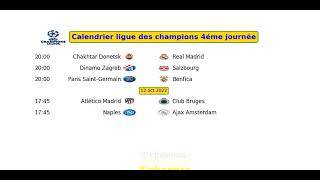 Ligue des champions 2022-2023 | Calendrier  4éme journée