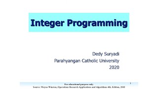 Integer Programming (9.4: Branch and Bound for MIP, 9.5: Branch and Bound for 0-1 IP)