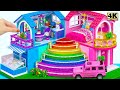 Build Beautiful Colorful Villa with 7 Color Staircase from Cardboard ❤️ DIY Miniature House