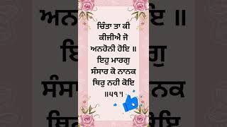 ਚਿੰਤਾ ਤਾ ਕੀ ਕੀਜੀਐ ਜੋ ਅਨਹੋਨੀ ਹੋਇ ॥ ਇਹੁ ਮਾਰਗੁ ਸੰਸਾਰ ਕੋ ਨਾਨਕ ਥਿਰੁ ਨਹੀ ਕੋਇ ॥੫੧॥ #gurbani #shorts