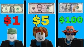 $1 vs $5 vs $100 Blox Fruits Account!