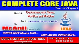 Core Java Declarations with Access Modifiers and Modifiers structure of the java source file