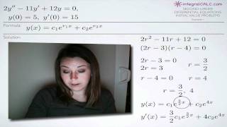 Second-Order Differential Equations Initial Value Problems Example 1 (KristaKingMath)
