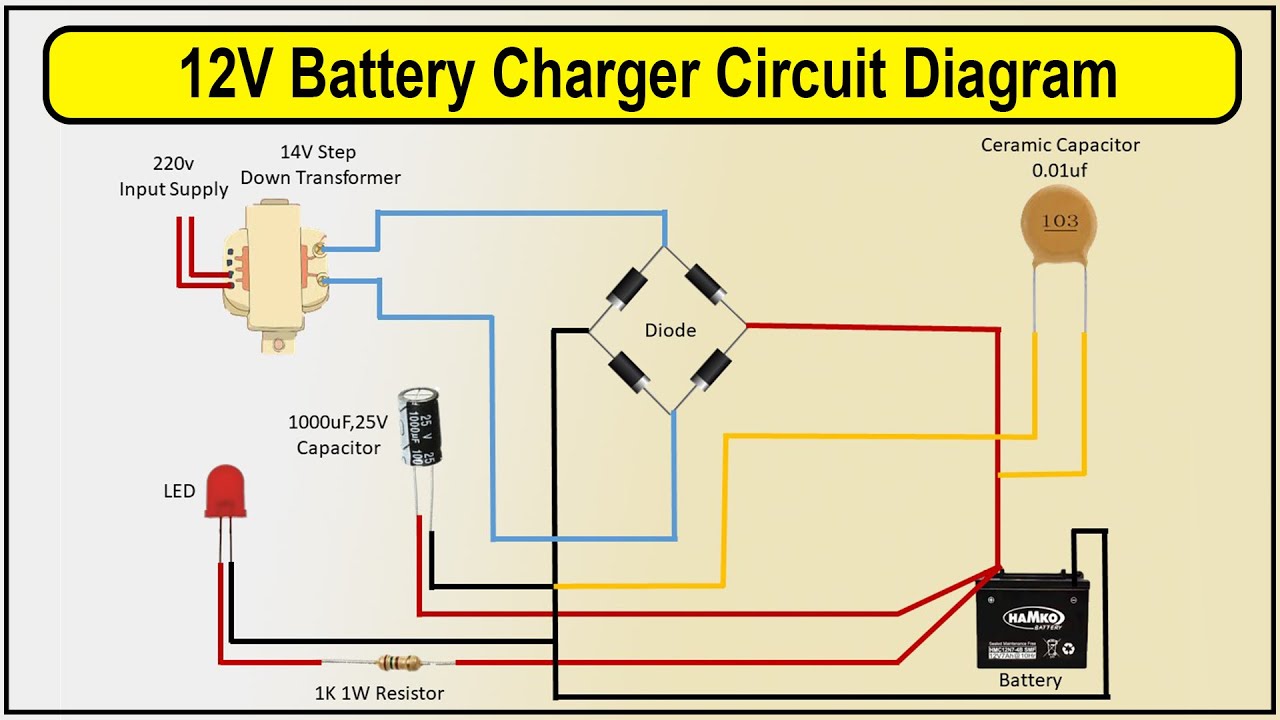 How To Make 12V Battery Charger Circuit Diagram | 12 Volt Battery ...