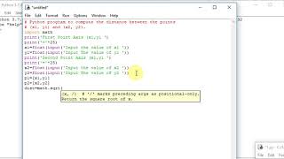 Python program to compute the distance between the points