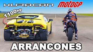 Motocicleta de MotoGP vs Huracán de 1,100hp: ARRANCONES