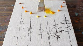 Easy Landscape Painting Demo / For Beginners / Acrylics / Relaxing / Daily Art Therapy / Day #0273