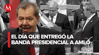 Porfirio Muñoz Ledo le colocó la banda presidencial a AMLO en 2018