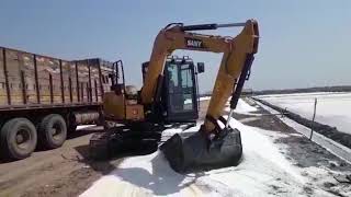 Sany SY80 Excavator machine working in salt