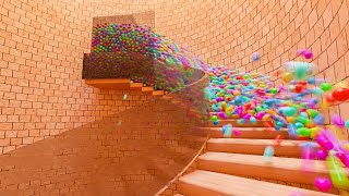 1 MILLION Balls on Stairs. Blender Rigid Body Simulation