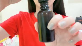 ASMR My Night Time Skincare - Hair Brushing, Spraying, Lid cover, Face Tapping, Cream (No Talking)