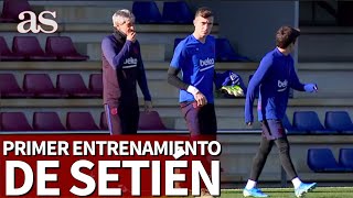El primer entrenamiento de Quique Setién con el Barcelona | Diario AS