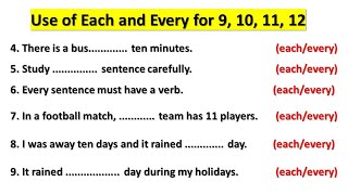 English Grammar for 9, 10, 11, 12| | Each and Every | Determiner Exercise