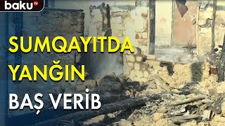 Sumqayıtda istifadə edilməyən anbar yandı - Baku TV