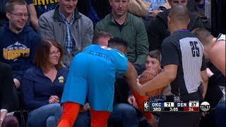 Young Fan Pushes Russell Westbrook - Thunder vs Nuggets | Feb 26, 2019 | 2018-19 NBA Season