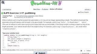 Java Practice It || 3.17 padString || method basics, parameters, return, Strings, for loop