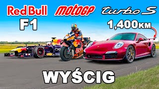 Bolid F1 vs motocykl MotoGP vs Porsche o mocy 1400 koni: WYŚCIG!