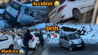 Sliding cars in black~ice 😱 | Snowdrive koi mazak nhi hai | Nano drifting in snow ❄️