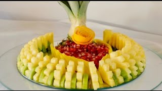 HOW TO MAKE A BEAUTIFUL SLICED FRUIT CENTER By J Pereira Art Carving