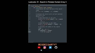Leetcode 81. Search in Rotated Sorted Array II in Python | Python Leetcode | Python Coding Tutorial
