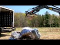 how to unload a skid of mulch from a truck