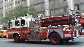 FDNY- Engine 54 \u0026 Ladder 4 Responding From Quarters April 2009