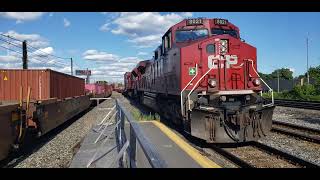 TRAINS Pt 2 CPKC Double Stack Clog at Lachine Between Two Moving Stack Trains