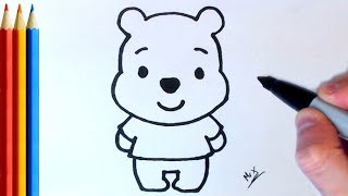 (fast-version) How to Draw Winnie the Pooh (Super Easy) - Step by Step Tutorial