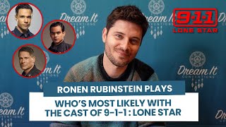 Ronen Rubinstein plays Who's Most Likely with the cast of 9-1-1 : Lone Star