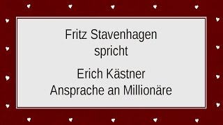 Erich Kästner „Ansprache an Millionäre\