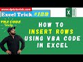 How To Insert Rows Using VBA In Excel || Excel Tutorials || VBA tricks