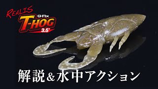 【バス釣り】タガメ型高比重バックスライド系ワーム「REALIS G-Fix T-HOG 3.5」解説＆水中アクション