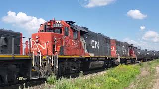 CN Clover Bar Switchers on the Wainwright Subdivision @ mile 259.5 Edmonton, Alberta July 3, 2022