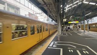 岡山駅を発車する山陽本線115系仏印相生行き　！