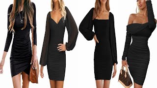 Top stylish black long sleeve bodycon dresses , Fashion Women's bodycon dresses 2023