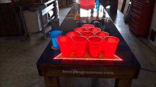 Solid Frame Frat Beer Pong Table with LED Triangle Lights