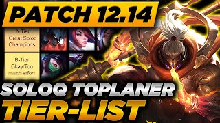 Toplane SoloQue Tier List Patch 12.14 - Best Champions to Climb With - Season 12