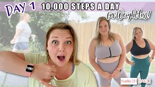 DAY 1! WALKING 10K STEPS a Day for WEIGHT LOSS | 150lb Weight Loss Journey | Plus Size Active Wear