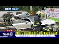 千萬跑車疑自撞電線桿 駕駛輕傷 女乘客命危｜tvbs新聞