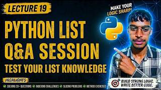 Python List Practice Questions | Lecture 19 | Solve Indexing, Slicing & Method Problems 🐍